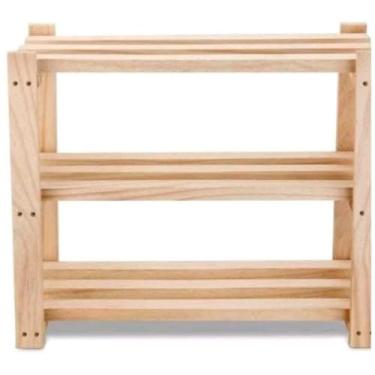 Imagem de Kit 2 Sapateira Banco Para Hall De Entrada Em Madeira De Pinus Com 2 Prateleiras(1 SAPATERA)