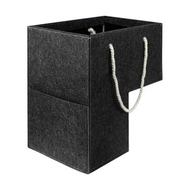 Imagem de Bothyi Organizador de armazenamento de escada, cesto de escada com alças para brinquedos, livros, artigos diversos, decoração para escritório e casa, Cinza Escuro