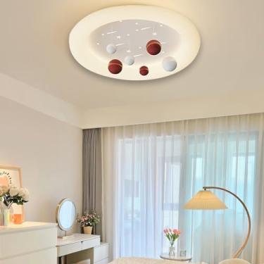 Imagem de Luminária de teto LED para quarto infantil, luz de teto com controle remoto regulável, criativa, em forma de nuvem, redonda, decorativa, para quarto, infantil, jardim de infância, iluminação