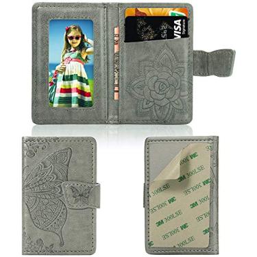 Imagem de Carteira para celular MEUPZZK Slim 3M adesiva para cartão de crédito, suporte para carteira para celular, iPhone, Android/Samsung Galaxy e a maioria dos smartphones, A-Grey