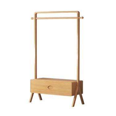 Imagem de hezhuhe2258 Prateleira para casacos, cabide de madeira maciça, chão, casa, quarto, armazenamento, roupas, cabide vertical, cabide de cabeceira, cabideiro, cabideiro, cabide simples (cor de madeira
