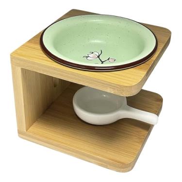 Imagem de IEUDNS Queimador de óleo essencial de cerâmica, forno, porta-velas Tealight, aquecedor de derretimento, para SPA, Verde