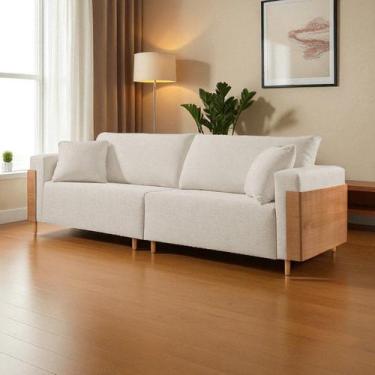 Imagem de Sofá Fixo Heitor 3 Lugares Luxo Pé de Madeira 1,80m Castellar Móbile