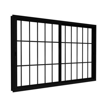 Imagem de Janela de Alumínio de Correr Lateral 2 Folhas Móveis com Grade 100x150