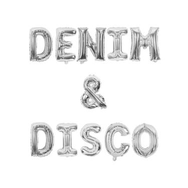 Imagem de Wonmelody Denim and Diamonds Party Decor Denim and Diamonds Silver Balloon Banner Denim and Pearls Party Decor for Crystal Theme Bridal Shower Blue Jeans Wedding Bachelorette (Denim and Disco)