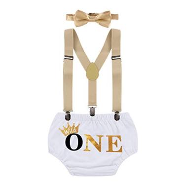 Imagem de FMYFWY Wild One Conjunto de roupas com suspensórios de gravata-borboleta para meninos e meninas