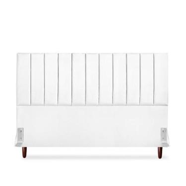Imagem de Cabeceira De Casal King Carla 190 cm Com Frame Em Couro Branco - Tifan