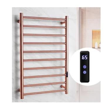 Imagem de Toalheiro elétrico com 10 barras, aquecedor de toalhas aquecido montado na parede de aço inoxidável, escorredor de toalhas quentes para banheiro com temporizador de temperatura constante, visor LCD