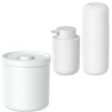 Imagem de Conjunto Completo para Banheiro com 3 Peças Branco - Ou