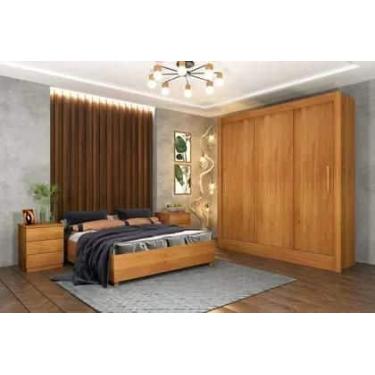 Imagem de Guarda Roupa Casal 3 Portas 4 Gavetas ValenciaCinamomo Tcil Móveis - M