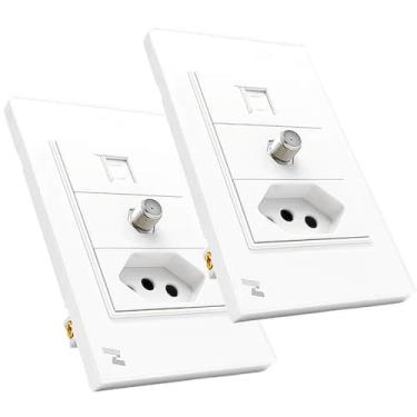 Imagem de Kit 2 Tomadas Embutir Novadigital 10a 16a 20a Com Saída Cabo Rj45 E An