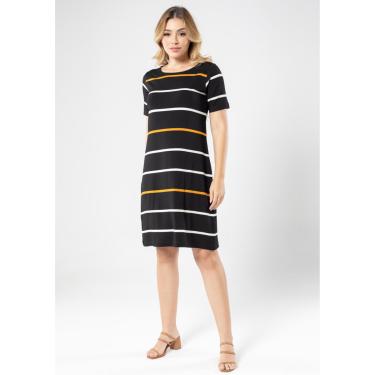 Imagem de Vestido Manga Curta Pau a Pique Listrado Mostarda