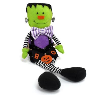 Imagem de Gwindrise Halloween Green Monster Decor, Soft Frankenstein-Inspired Cushion, Scary Yet Cute Collectible for Home & Party, 17-Inch Horror Theme Decor, Halloween Shelf Sitter