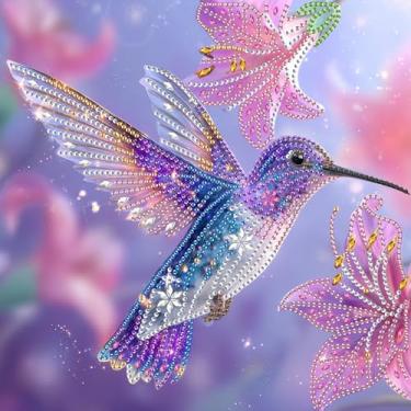 Imagem de Diymood Kits de arte de diamante de forma especial DIY para adultos, kits de pintura de diamante 5D animal broca completa tela redonda bordado mosaico iniciante casa decoração de parede presente 30 x