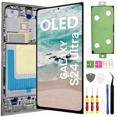 Imagem de Tela de substituição OLED Galaxy S24 Ultra para Samsung Galaxy S24 Ultra 5G LCD tela sensível ao toque digitalizador Pantalla com kit de ferramentas de moldura SM-S928U suporte impressão digital