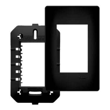 Imagem de PLACA 4X2" COM SUPORTE PARA 3 MÓDULOS HABITAT BLACK- FAME