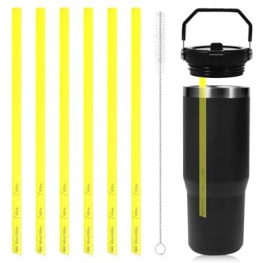 Imagem de 6 canudos de substituição para copo Stanley IceFlow de aço inoxidável de 850 g, canudos de plástico reutilizáveis compatíveis com Stanley IceFlow 1,134 g Copo Stanley Flip Straw Acessórios (amarelo)