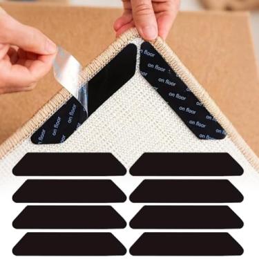 Imagem de Pacote com 8 projetado para pisos e azulejos de madeira, fita dupla face e reutilizável para carpete com tapetes antiderrapantes que evitam deslizamento, ondulação e amontoamento