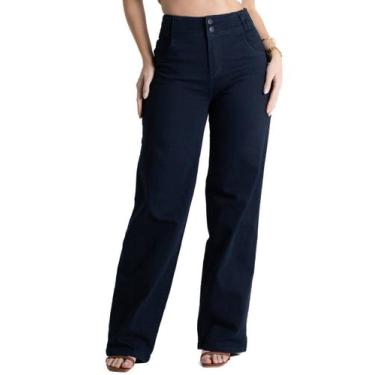 Imagem de Calça Sarja Sawary Wide Leg - 280541 - Azul marinho 36, Azul, 36