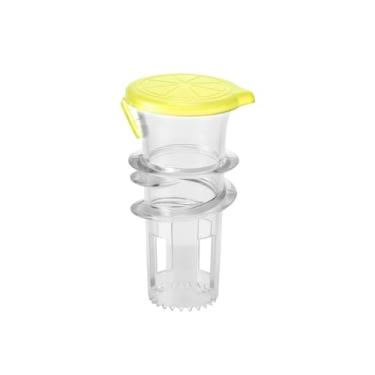 Imagem de Espremedor de limão e limão, espremedor compacto de plástico, extrator de frutas cítricas com tampa para coquetéis, bebidas e utensílios de cozinha (amarelo)