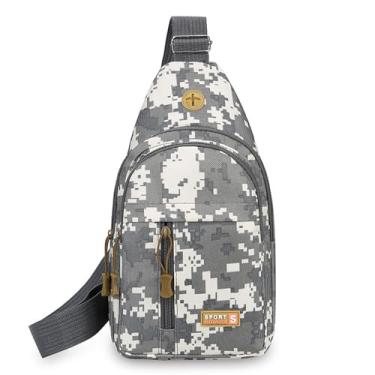 Imagem de Bolsa tiracolo masculina com zíper, bolsa tiracolo ajustável, adequada para atividades ao ar livre e viagens, Cinza, Simplicidade