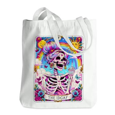 Imagem de Carta de tarô de esqueleto engraçado caveira gótica bruxa material de bruxaria suprimentos de lona gótica sacola de compras reutilizável 04, Skullcard00867, 13.8 x 16 inches