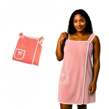 Imagem de Toalha de Banho Roupão, Feminino Atoalhado Macio Secagem Rápida Alta Absorção(COR PÊSSEGO)