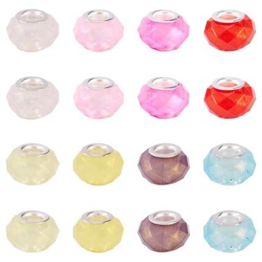 Imagem de 20 peças de contas europeias de resina de furo grande colorido facetado Rondelle contas espaçadoras soltas para bricolage corrente de cobra pulseira colar joias artesanato fabricação chaveiro cordão