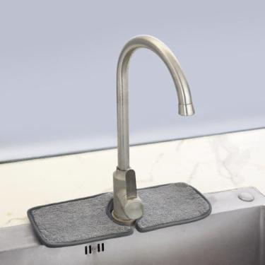 Imagem de 1 peça tapete de pia de cozinha torneira absorvente de respingos pano de água almofada de secagem de pratos tapetes de fibra 38*13,5 cm