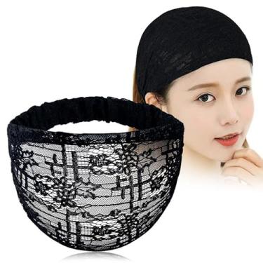 Imagem de Bandanas de cabelo florais elegantes para mulheres de renda larga acessórios de cabelo boho acessórios de cabelo elásticos