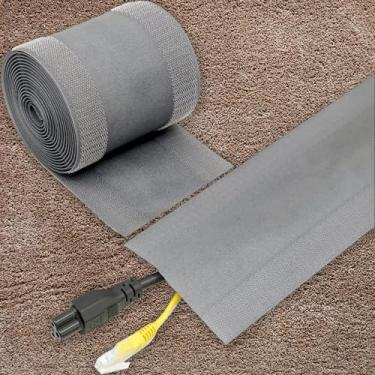 Imagem de Capas de cabo cinza de 3 m para fios, piso oculto flexível para uso em carpete
