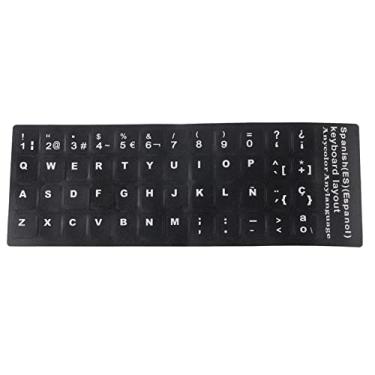 Imagem de Adesivo de teclado em espanhol, revestimento, à prova de poeira, fácil de aplicar e remover, para laptops de 10 a 17 polegadas, à prova de umidade, material retardador de chamas