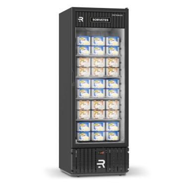 Imagem de Expositor Vertical para Sorvetes Refrimate 570 Litros Porta Vidro Preto e Branco 220V VCS570PV
