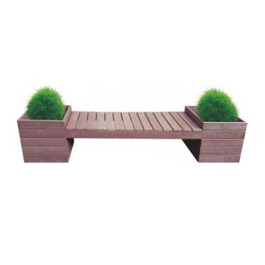 Imagem de Banco 2,5m Marrom Lanci Madeira Plástica Com Cachepô 3 Lugares Jardim 
