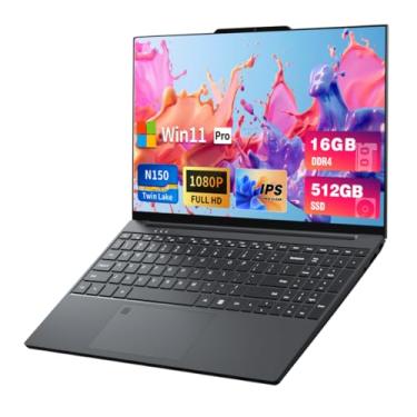 Imagem de DUNHOO Processador N150 para laptops 16 GB 512 GB SSD, suporta teclado retroiluminado com abertura de 180 ângulos, desbloqueio de impressão digital Win 11 Pro
