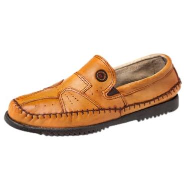 Imagem de Sapato Casual Mocassim Sapatilha Masculino Confortável Marrom Amarelado (41)