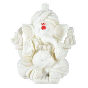 Imagem de Estátua branca de Ganesha, estatueta de Deus Elefante de 11,5 cm