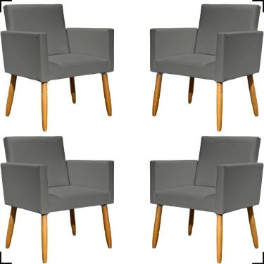 Imagem de Kit 4 Poltronas Decorativa Para Sala Recepção Consultório Nina Corino Cores Pé Palito 30 Cm Castanho