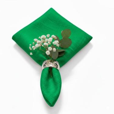 Imagem de Guardanapo em Tecido Jacquard Tradicional Falso Liso Verde Bandeira - 