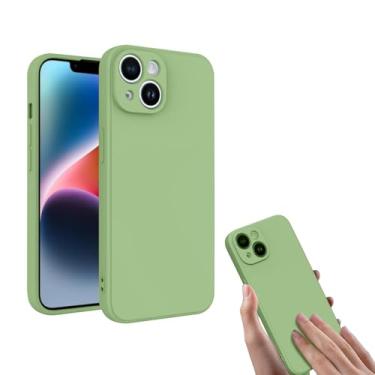 Imagem de Capa de silicone líquido, capa protetora compatível com telefone personalizado, à prova de choque, antiderrapante, resistente a arranhões, verde menta