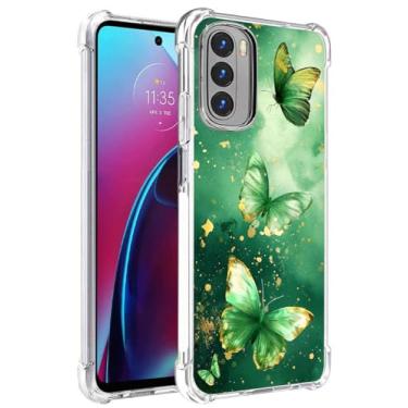Imagem de FollmeAir Capa para Moto G Stylus 2022, Slim Flexível TPU para Meninas Mulheres Airbag Amortecedor Borracha Amortecedor Capa de Silicone Macio Apto para Motorola Moto G Stylus 2022 4G (Borboleta Verde