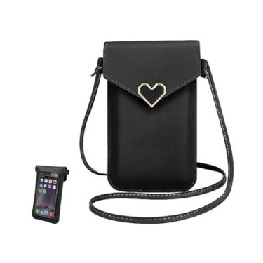 Imagem de Benepoint Bolsas Crossbody Femininas, De Couro Para Celular Com Tela Sensível Ao Toque Transparente (Preta)