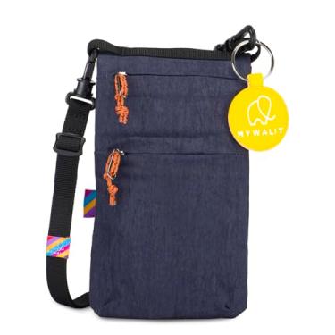 Imagem de mywalit Organizador pequeno MyLite | Unissex| Bolsa tiracolo | Mistura de algodão e nylon | Design dobrável | Fecho Popper | Vários bolsos, Azul marino, Bolsa unissex compacta urbana leve Mylite