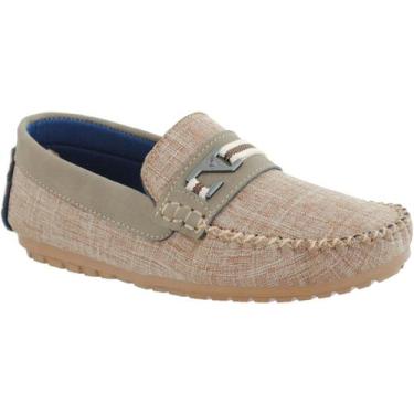 Imagem de Sapato Mocassim Infantil Menino Criança Casamento Bege Azul Marinho - 