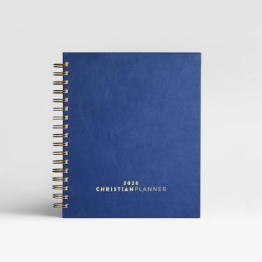 Imagem de Christian Planner 2024 | Diário da Bíblia e livro de gratidão 17,78 cm x 25,4 cm encadernado em espiral com papel ecológico certificado FSC | Organizador mensal, semanal, diário, perfeito para