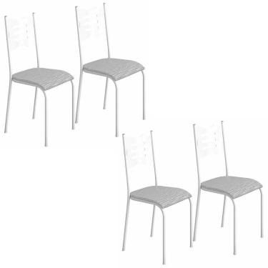 Imagem de Kit 4 Cadeiras 542 Sala Jantar Cozinha Pés Aço Tubular Cinza Branco
