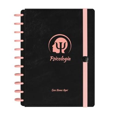 Imagem de Caderno De Disco Iscool Inteligente Personalizado 140 Folhas Profissões Preto Rosê Psicologia Grande G+