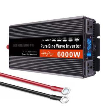 Imagem de HENGJINGTR 6000 Watt Puro inversor de energia de onda sinusoidal 12V 24V 48V 60V DC ao conversor de tensão AC 110V 230V com exibição LCD e conversor de energia solar de saída 2 AC,72v to 110v