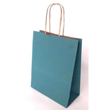 Imagem de Sacola LC Liso Papel Kraft Natural Alça Natural 17,5x8,5x21,5 c/10un (Azul Céu)