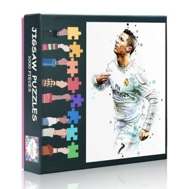 Imagem de 1000 Piece Cristiano Ronaldo Jigsaw Puzzle Soccer Wall Art Iconic Scream Celebration, Real Madrid Legacy Collector's Edition Premium Paper Puzzle 27.5x19.7 Inch
